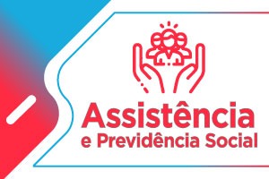 Mãos ao redor de ícones de pessoas em grupo - Assistência e Previdência Social.